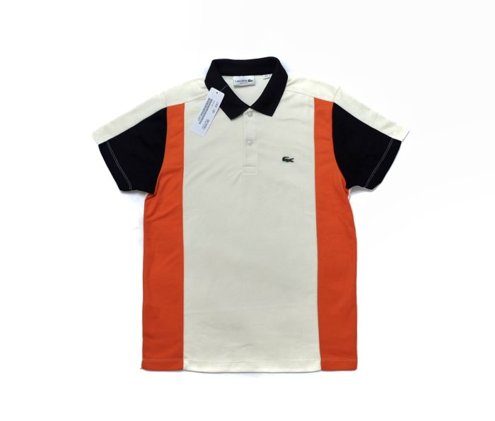 Vertical Tri Color Block Polo Shirt - Cream